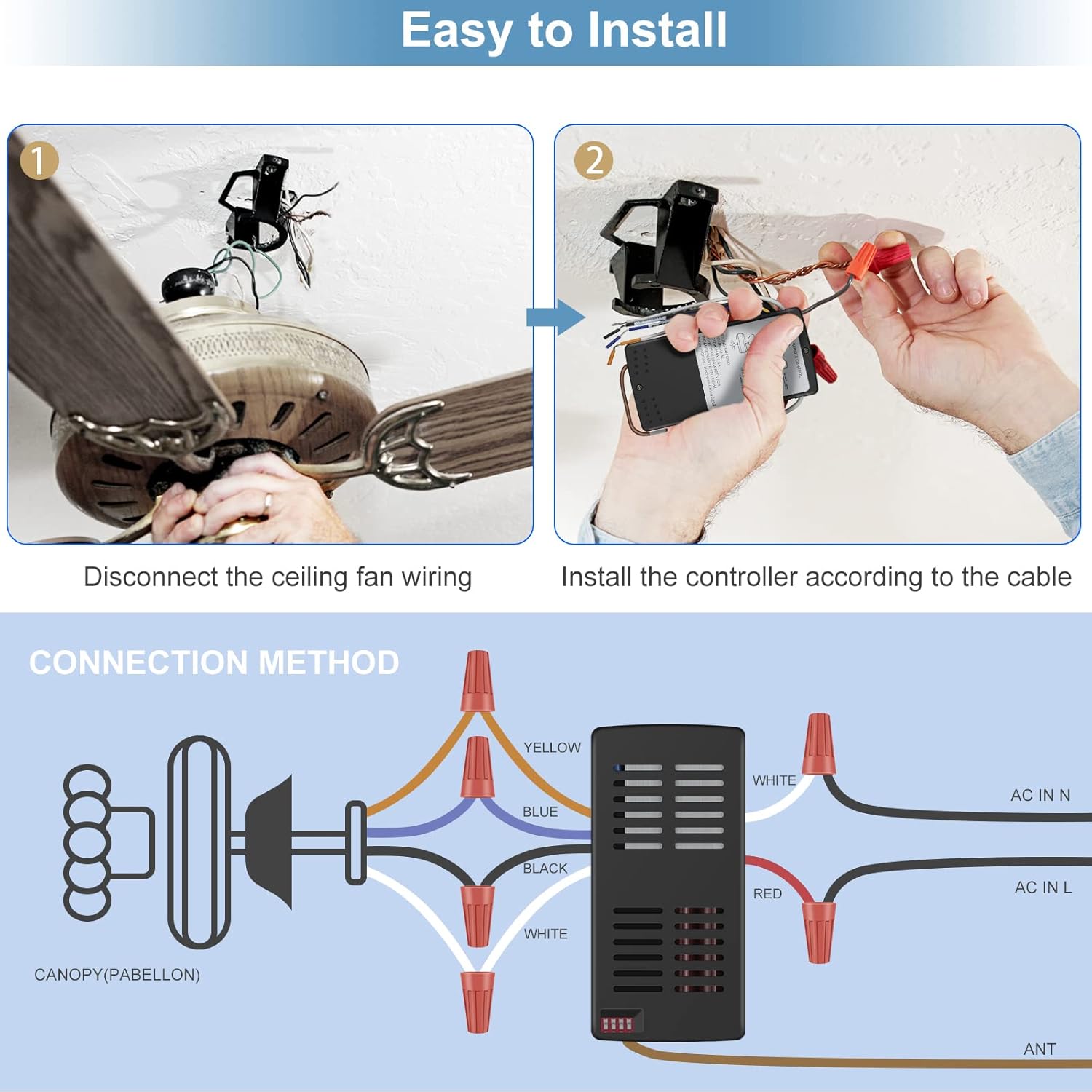 Hunter Ceiling Fan Remote Control Kit, Compatible with Alexa, Google Assistant and Smart Life App