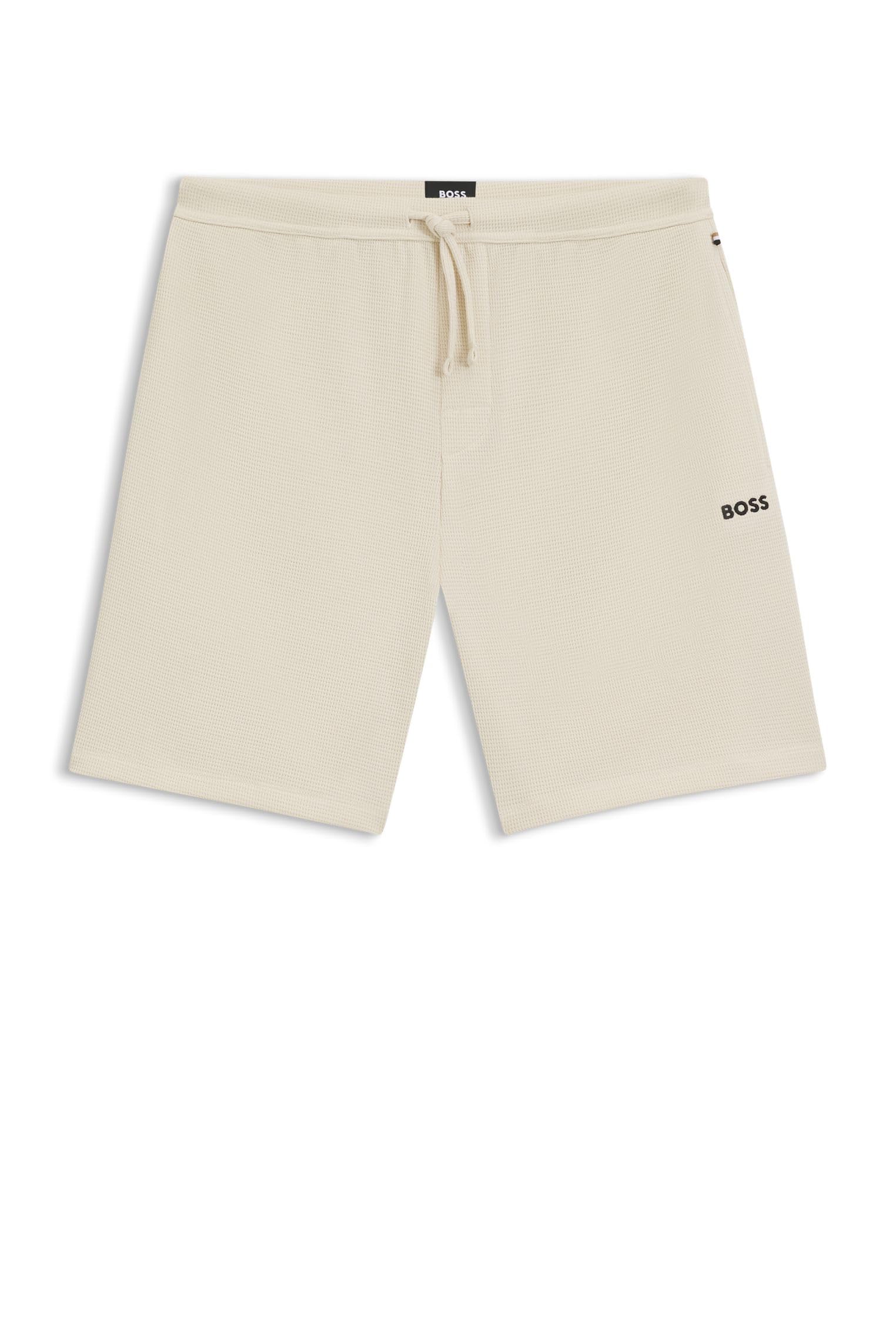 Boss Men's Open White Waffle Shorts 10269584 01 Pyjama, M
