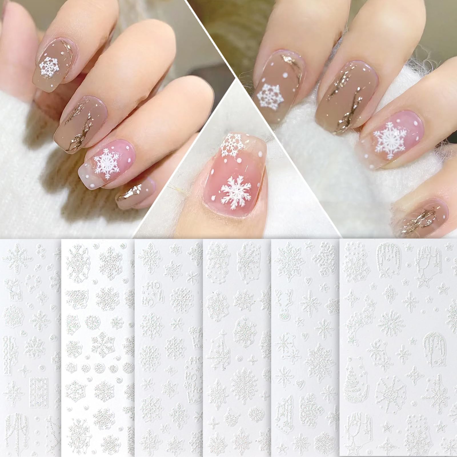 ネイルアートステッカー   ネイルシール　秋冬 Amazon.co.jp: ネイル シール 雪の結晶 ネイルシール 6枚