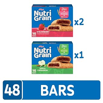 Nutri-Grain Breakfast Bars, Made with 10g Whole Grains, Snack Bars, Variety Pack (3 Boxes, 48 Count) (Pack of 2)