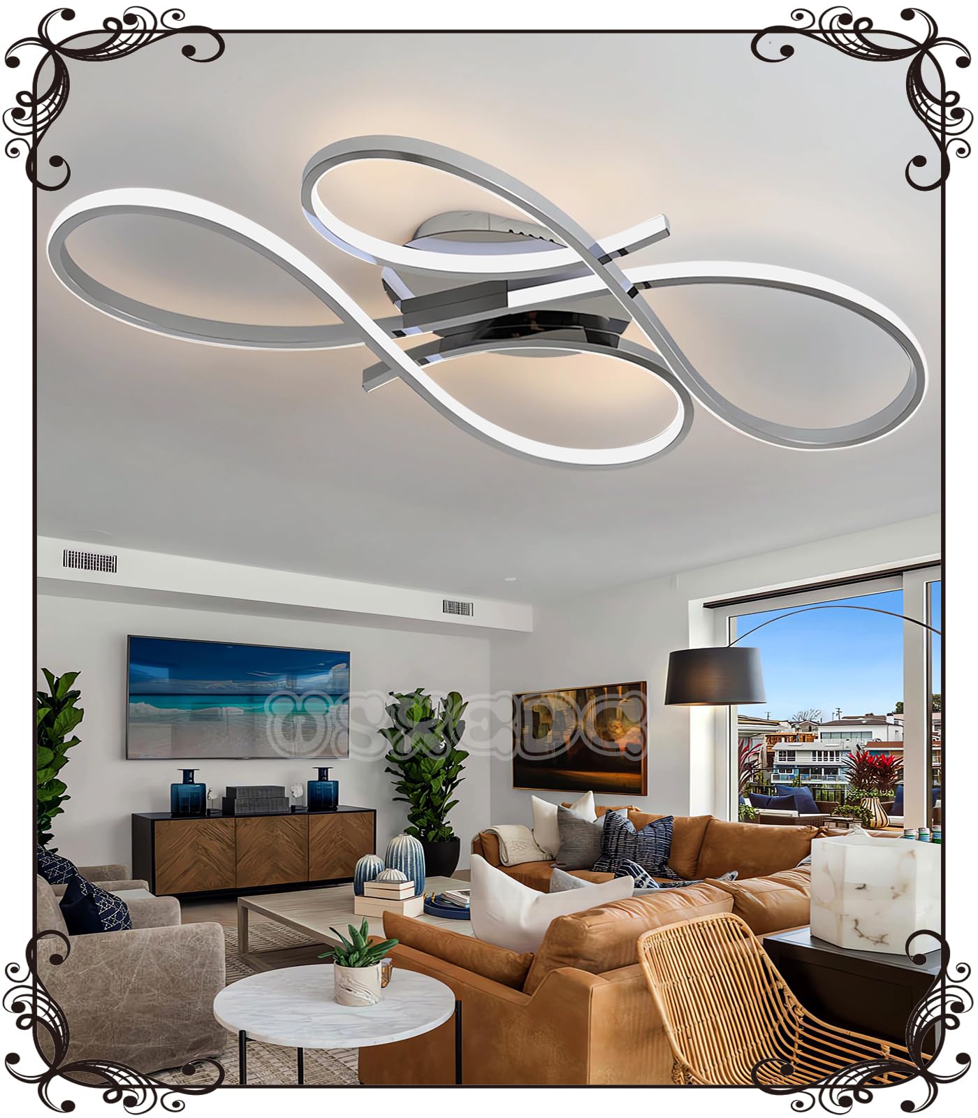 WSXEDC L100cm Ceiling Light LED Chrome - Ceiling lamp 80W Modern Living Room lamp dimmable 2700K-6500K Designer Lighting Amazon Lamps Ceiling Light, for Living Room Bedroom Dining Room Kitchen