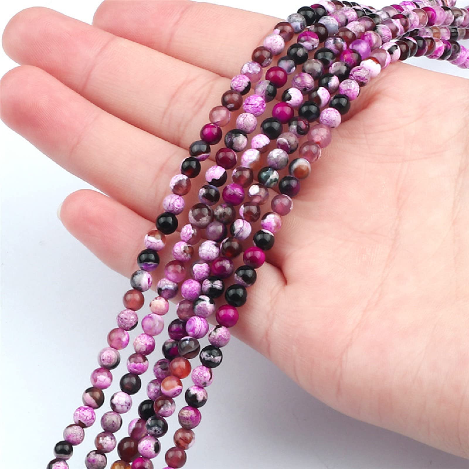 Kolekcje domowe Ręcznie wykonany gładki różany czerwony kamień naturalny 8/6/4 mm okrągły luźny koralik do samodzielnego wykonania bransoletki naszyjnik amulet biżuteria prezenty akcesoria do robienia