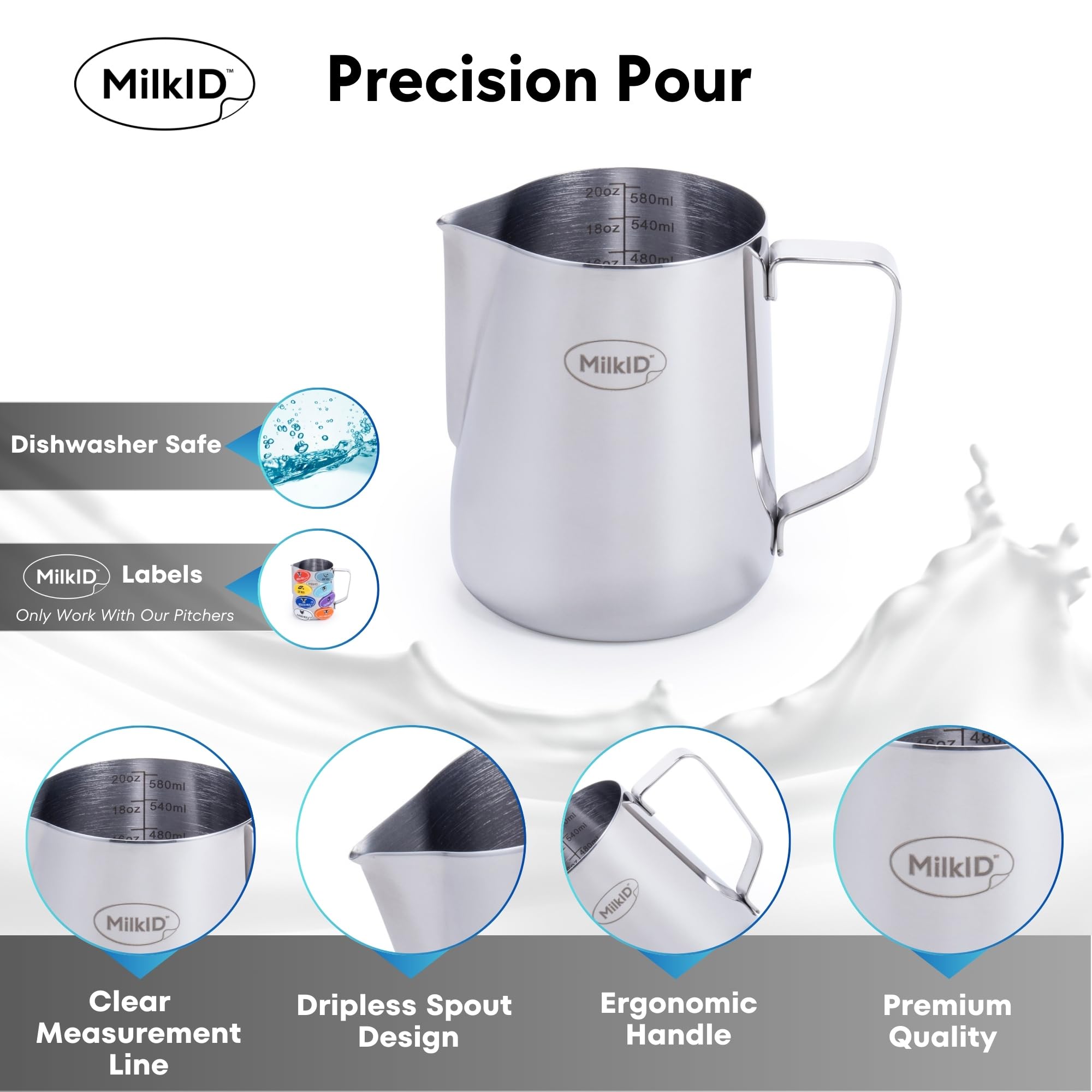 Amazon.com: MilkID Stainless Steel Milk Frothing Pitcher