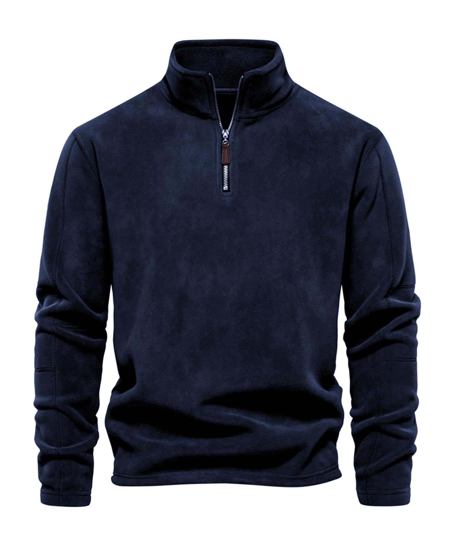 Herren Fleece Pullover Zip Neck Sweatshirt Herbst Winter Dickes Microfleece Sweater Stehkragen Langarmshirts Basic Einfarbig Sweatjacke Langarm Polo Freizeit Soft Pulli Fleecepullover