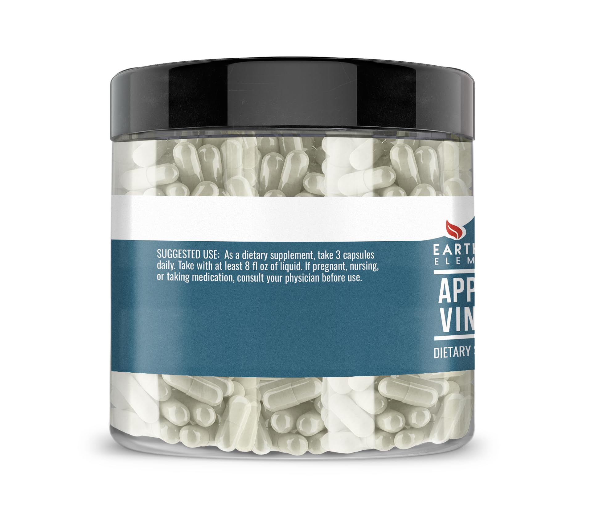 Earthborn Elements Apple Cider Vinegar 200 Capsules, Pure & Undiluted, No Additives