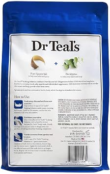 Dr Teal's Epsom Salt Bath Soaking Solution, Eucalyptus and Lavender, 2 Count, 3lb Bags - 6lbs Total