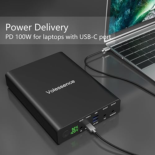 Miniatura 2 de Cargador portátil de 64000 mAh, PD 100 W USB C de alta capacidad con salidas de CC 12 V/16 V/20 V/24 V, carga rápida, cargador de batería para