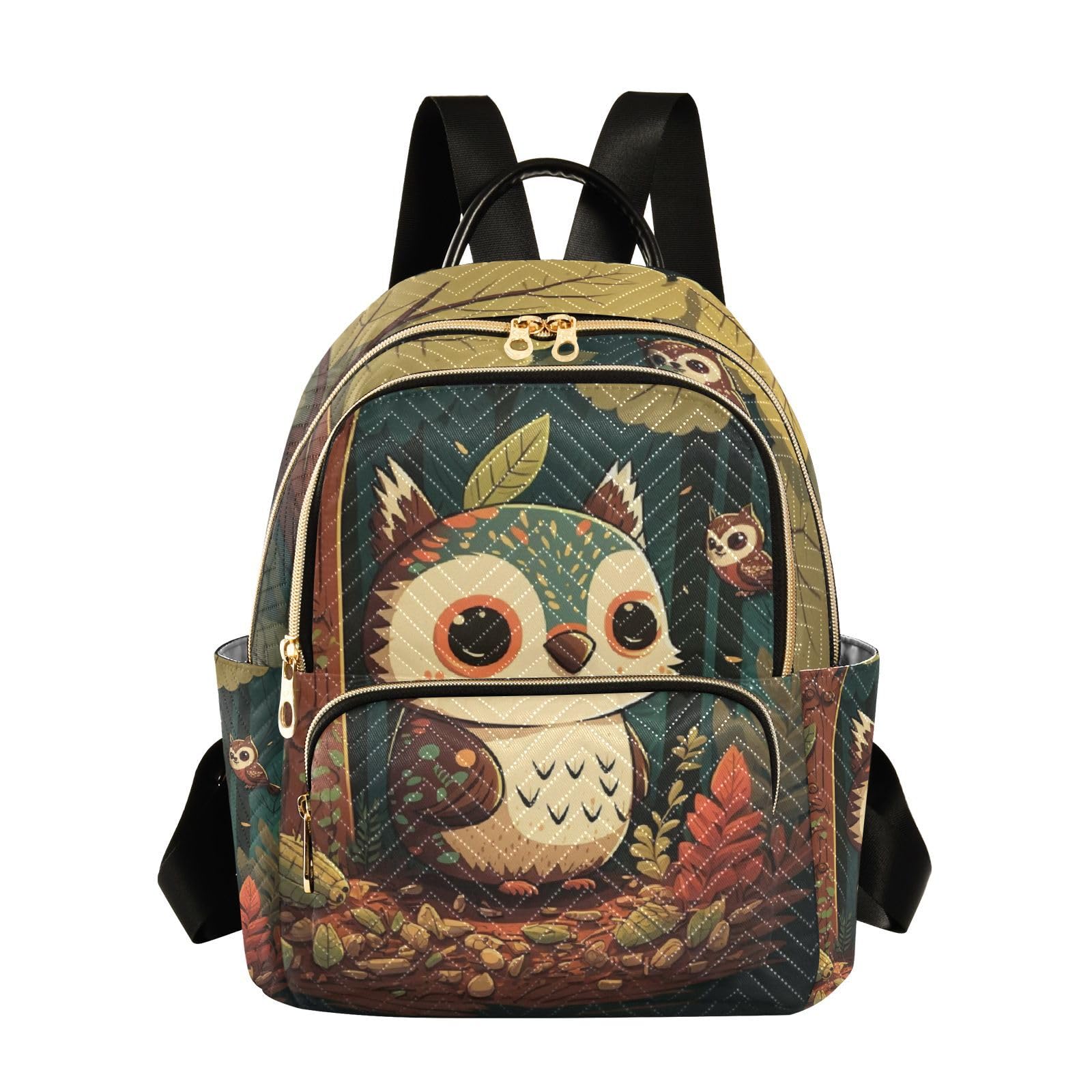 ZAZYXTJ Cute Owl Backpack Purse for Women Quilted Mini Fashion Backpacks Lightweight Travel Casual Backpack S