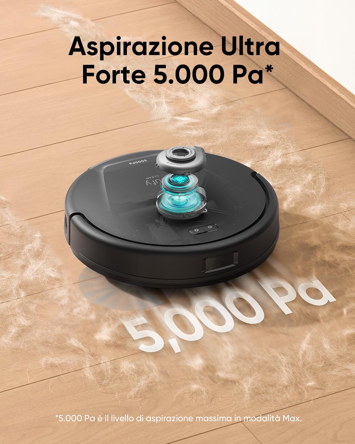 eufy Aspirateur robot L60 avec fonction vadrouille, puissance d'aspiration ultra forte de 5.000Pa, navigation laser iPath, pour un nettoyage complet des sols, idéal pour les cheveux et les sols durs