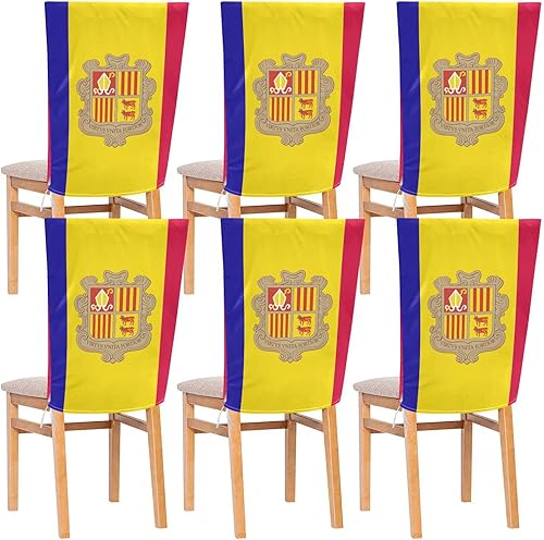 Chair Covers Washable for Birthday Party Set of 6 Dining Room Seat Covers cubre sillas para comedor Flag of Andorra