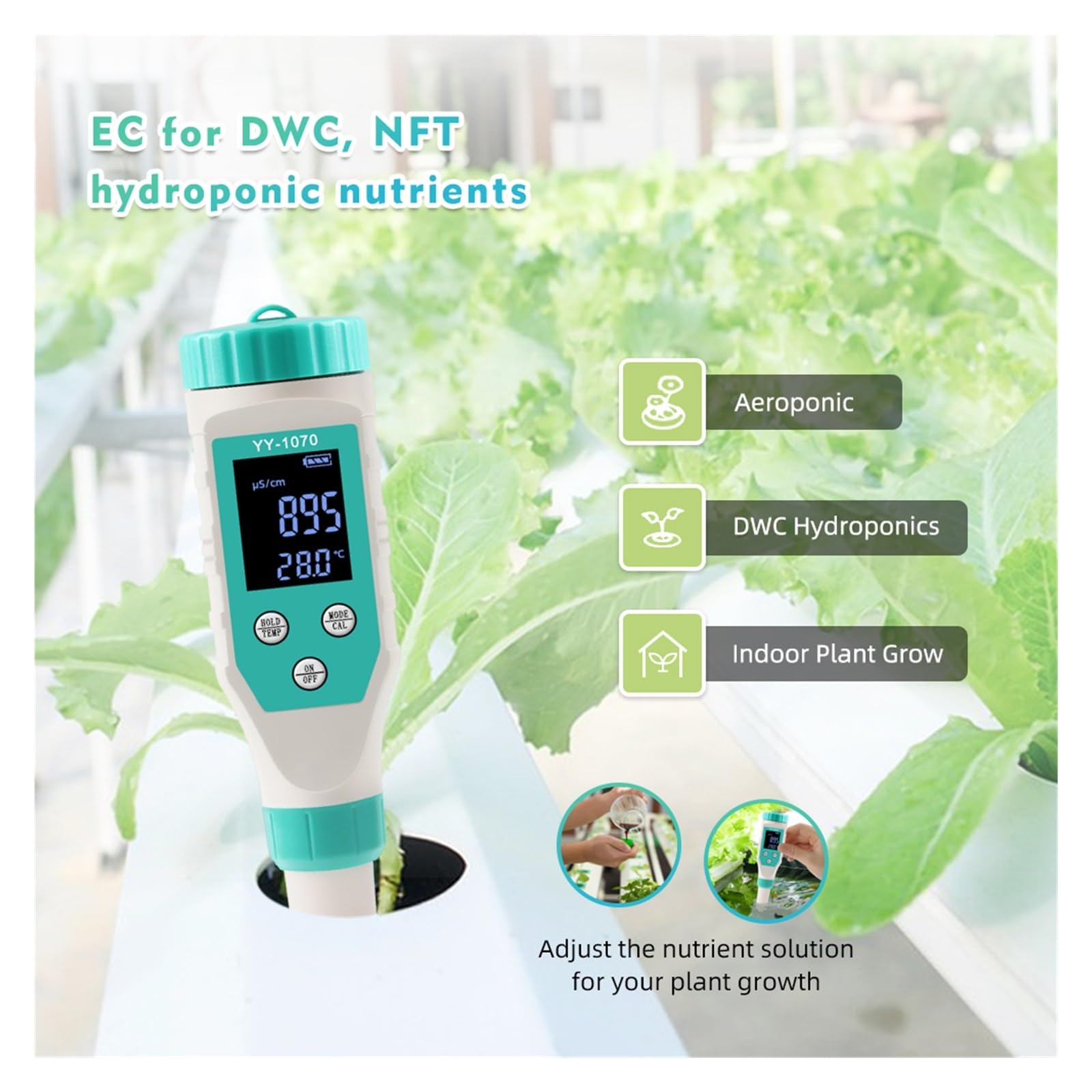 Medidor de pH Monitor Digital de PH/Cloro/ORP/EC/TDS/salinidad/Temp/FAC, Calidad del Agua Piscina, probador PH for, Acuario, SPA hidropónico