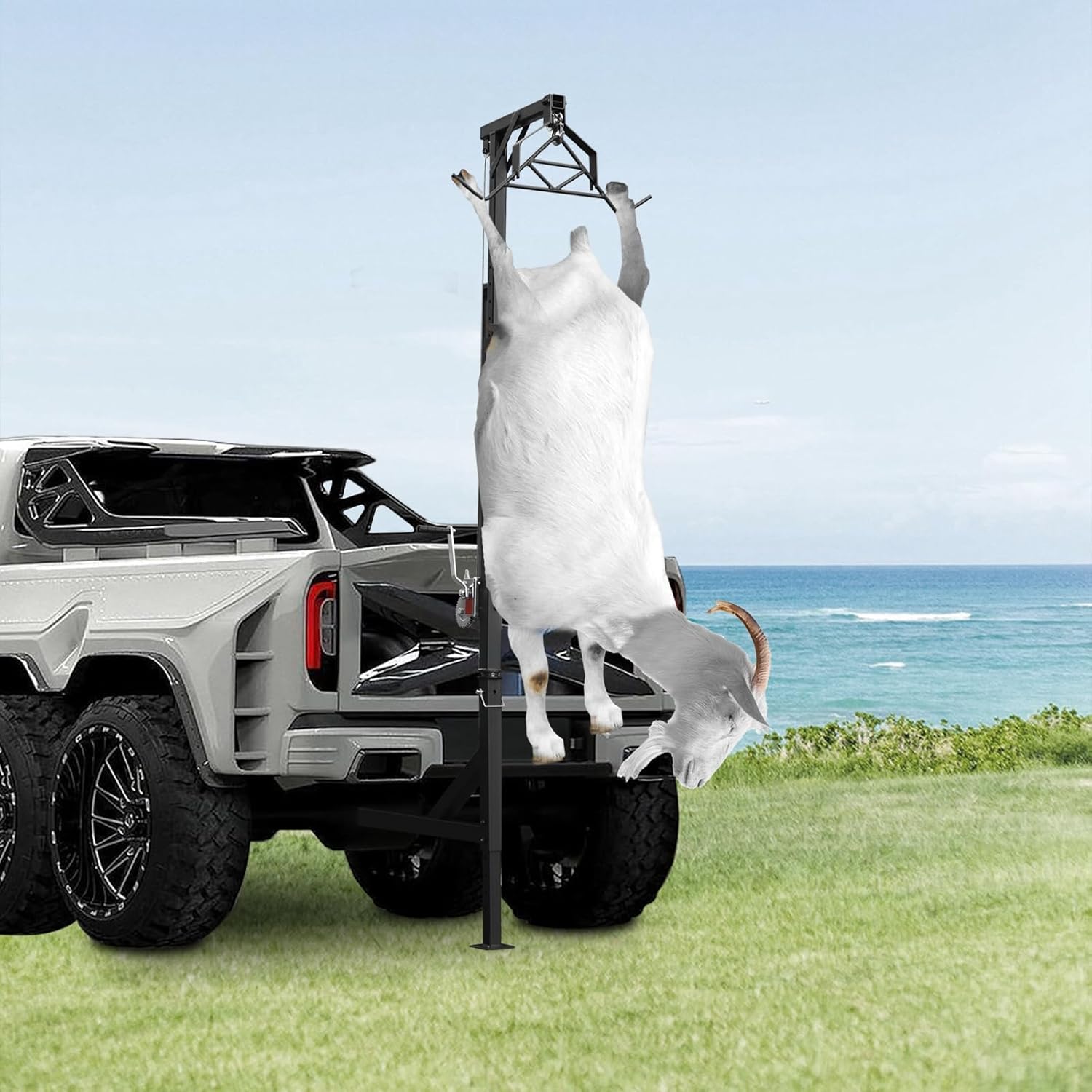 Hitch Mounted Deer Hoist, 600LBS Capacity Truck Hitch Game Hoist with 360 Degree