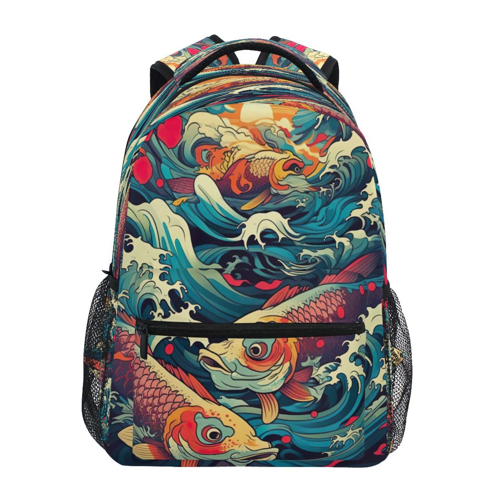 Cgiub Koi Waves - Mochila de viaje para hombres y mujeres, grande, resistente al agua, mochila universitaria para laptop, mochila casual para el trabajo y negocios, a, 40.5x29x17.5cm