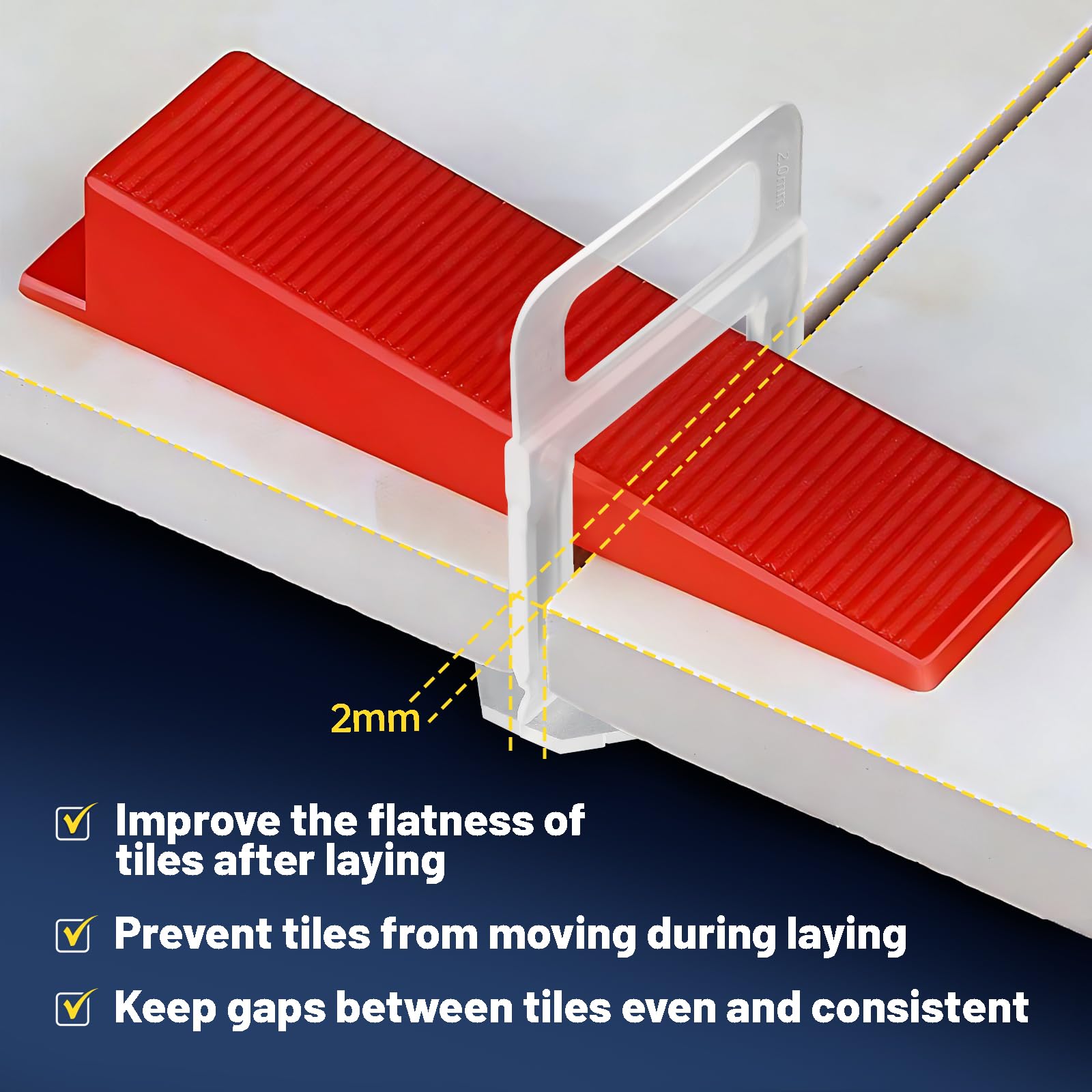 Cuñas Niveladoras Suelo 2mm 1000 Piezas, Sistemas Nivelación Porcelanico 2mm Tile Leveling Clips Niveladores de Azulejos Niveladores de Azulejos Clip Nivelacion, Para Baldosas de 3-15 mm de Grosor