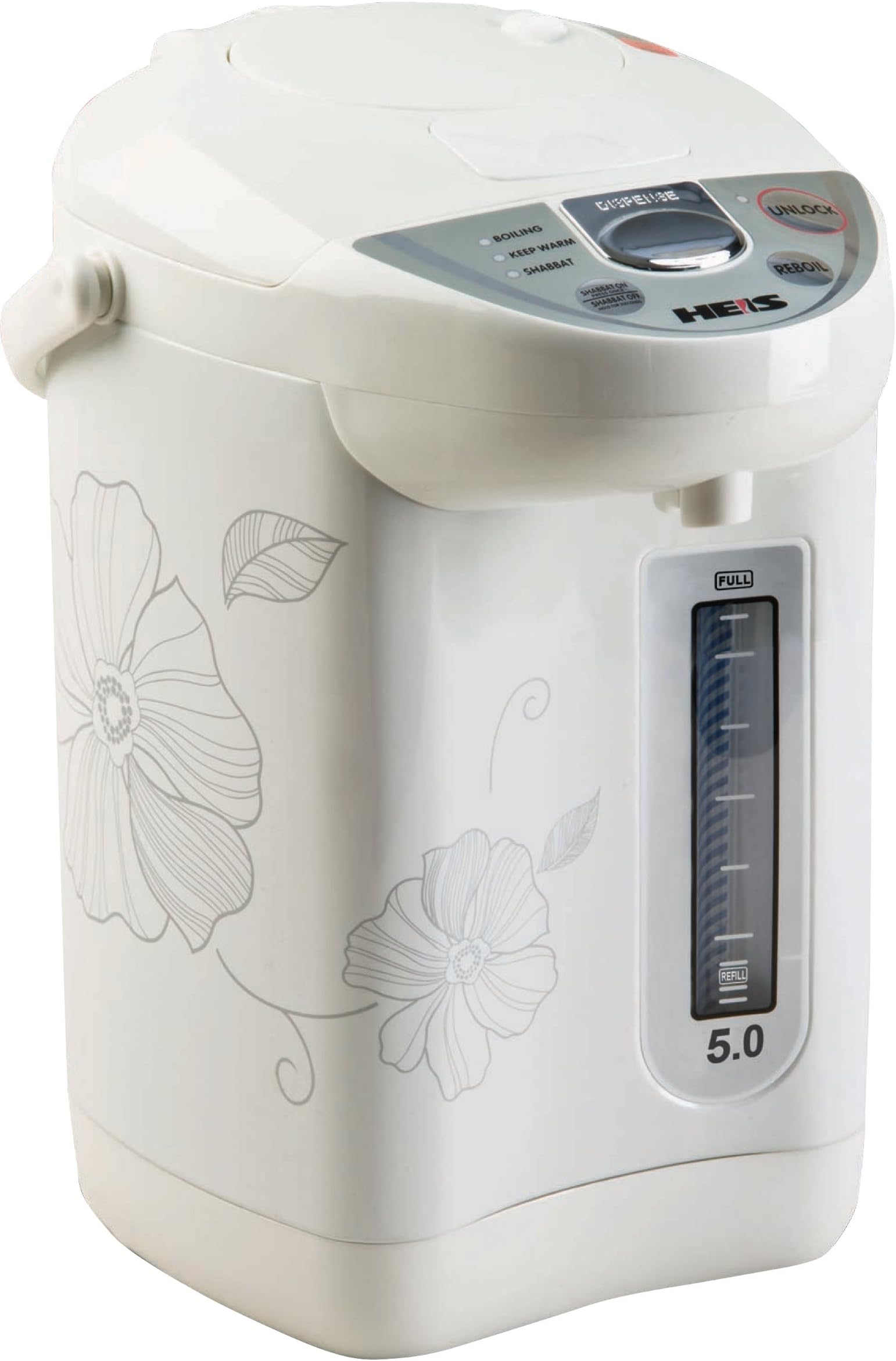 Heis HP7500 5-Quart Hot Water Urn, with Auto & Manuel Water Dispenser, with Shabbos Mode
