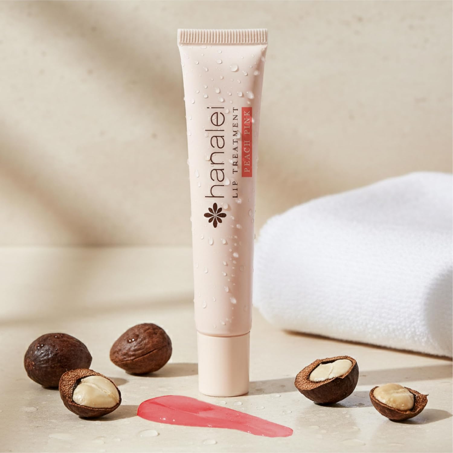 Hanalei Lip Treatment for Dry, Chapped Lips – Intensive Overnight Moisturizer with Kukui Oil, Shea Butter & Grapeseed Oil – Hydrating Balm for Healing Cracks – Peach Pink Tint, 15g – Cruelty-Free