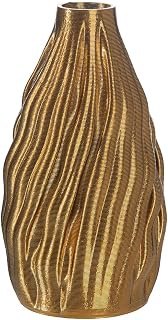 GILDE Vase Fold - Keramik - Gold - Höhe 20cm x Ø 10cm - 3D gedruckt - wasserdichte Blumenvase
