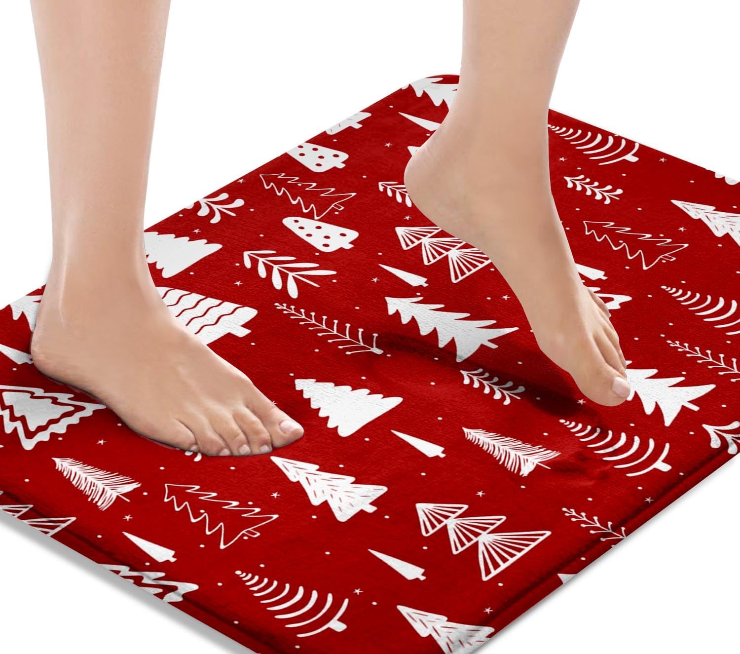 Christmas Bath Mat for Bathroom Red Simple Drawing