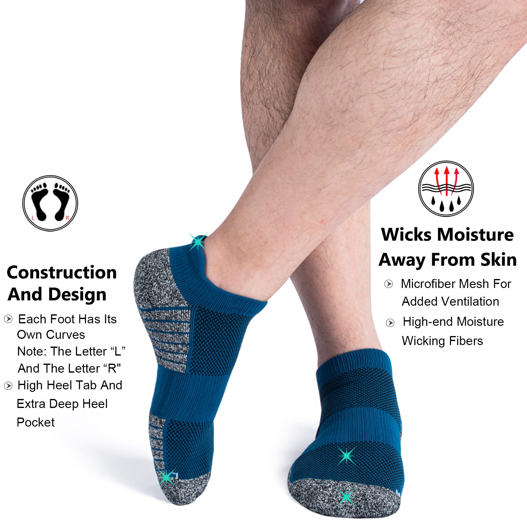 Calcetines deportivos de compresión invisibles para hombres y mujeres, paquete de 4/8