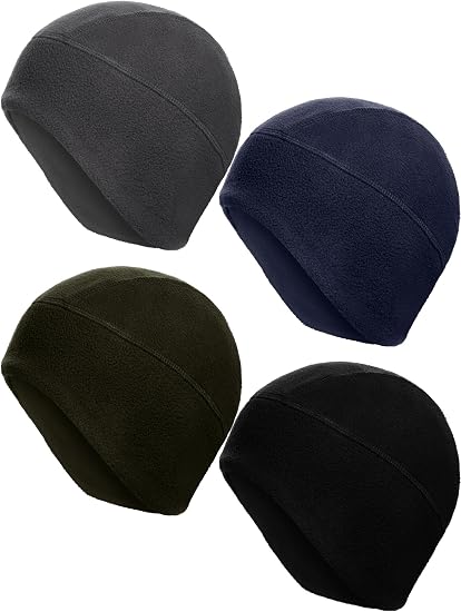 SATINIOR 4 Pcs Fleece Skull Cap Ear Flaps Windproof