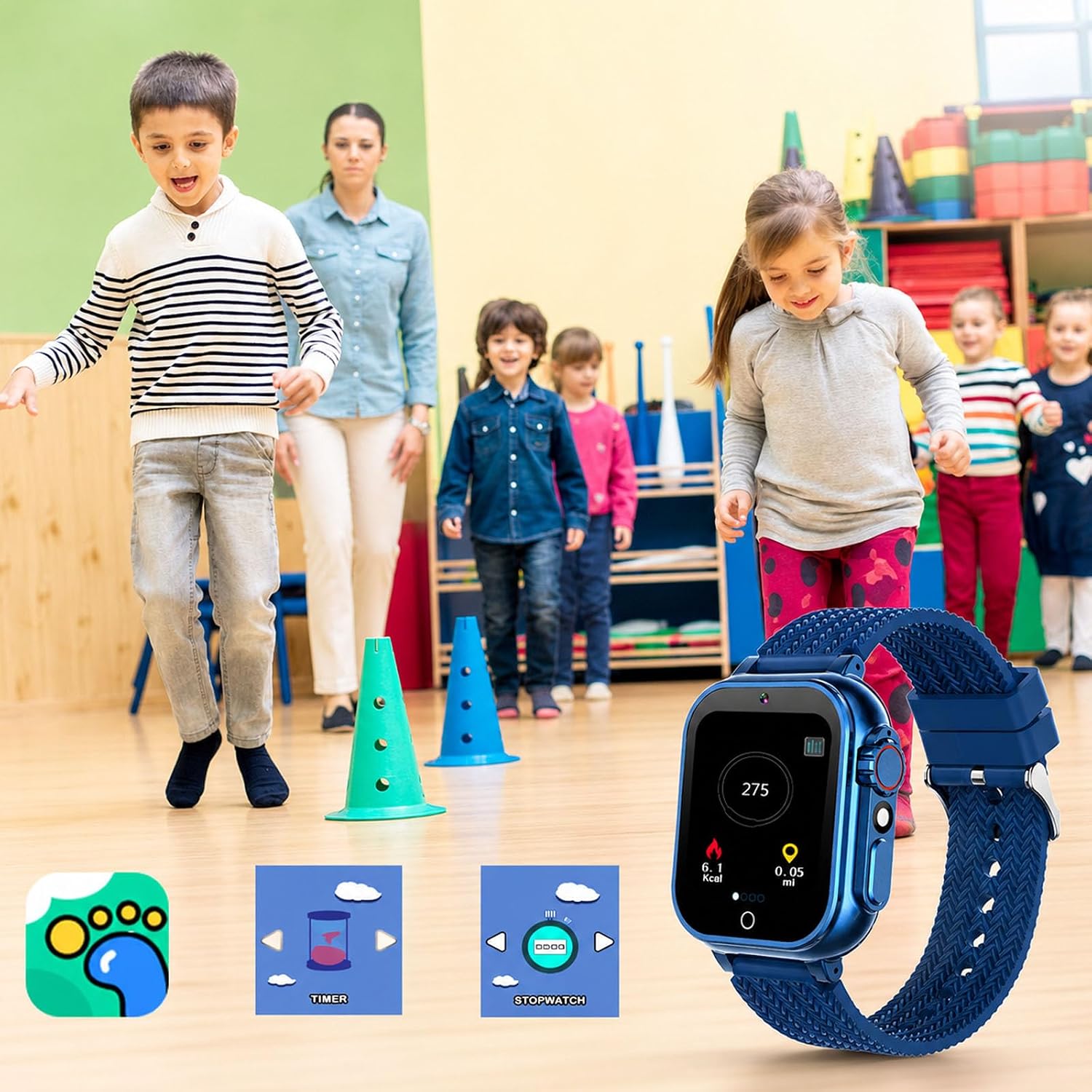 Kids Smart Watch for Girls Boys Age 4-10, Blue image 3