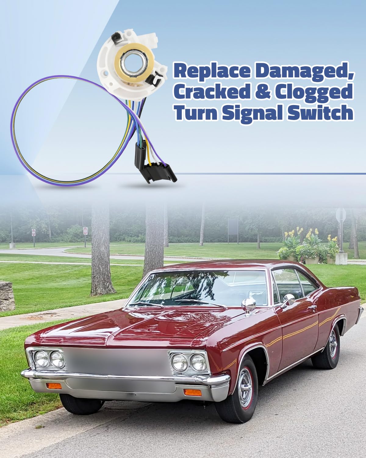 6466TSSNT Turn Signal Switch Fit for Chevrolet Chevy Impala Belair Biscayne 1964 1965 1966 Caprice 1966, No Tilt, Replacement 910821
