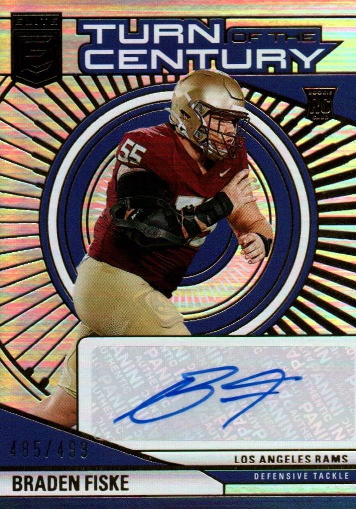 Braden Fiske Autographed Rookie Card Serial Numbered 485/499 Turn Of The Century Special Insert Collectible Football Card - 2024 Donruss Elite Football Card #TCA-BFI (Rams)