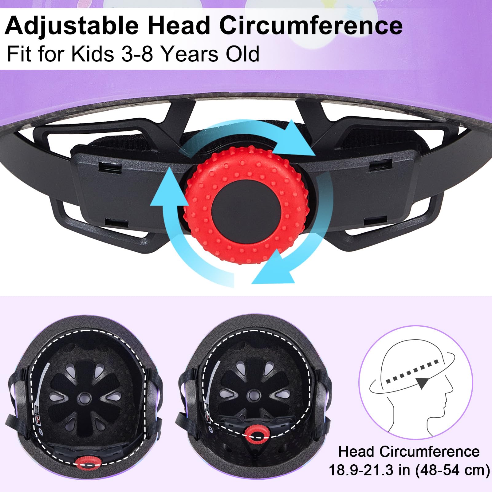 Kinder-Fahrradhelm, verstellbar, mit DIY-Aufklebern für Mädchen, Alter 3–5–8–14 Jahre, für Fahrrad, Roller, Skateboard, Rollschuhlaufen