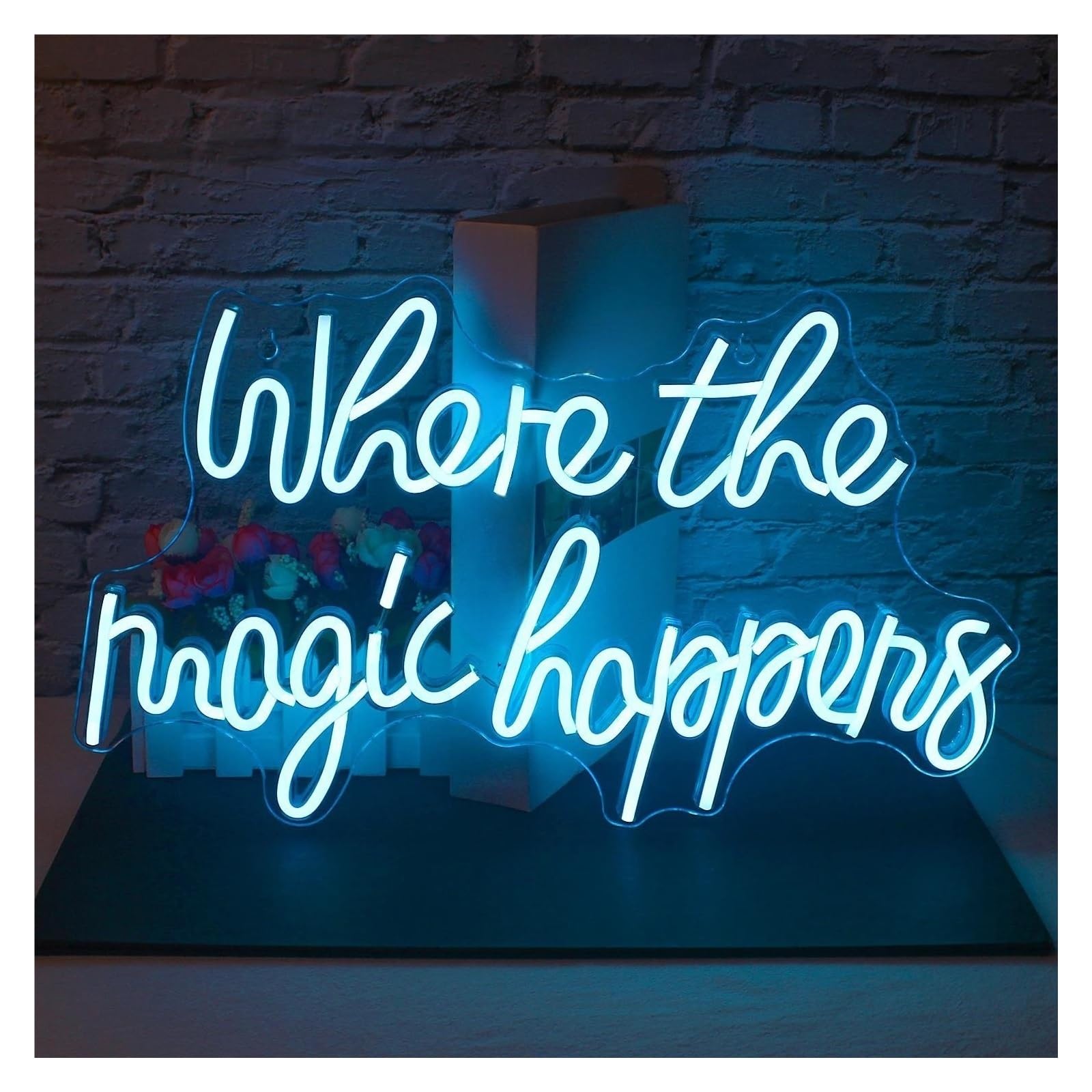 SHOUXI Sign Lamp Where The Magic Happens Neon Sign Letter Light Dimmable USB Powered for Wedding Room Home Bar Birthday Party Wall Decor 43cmx25cm(A)
