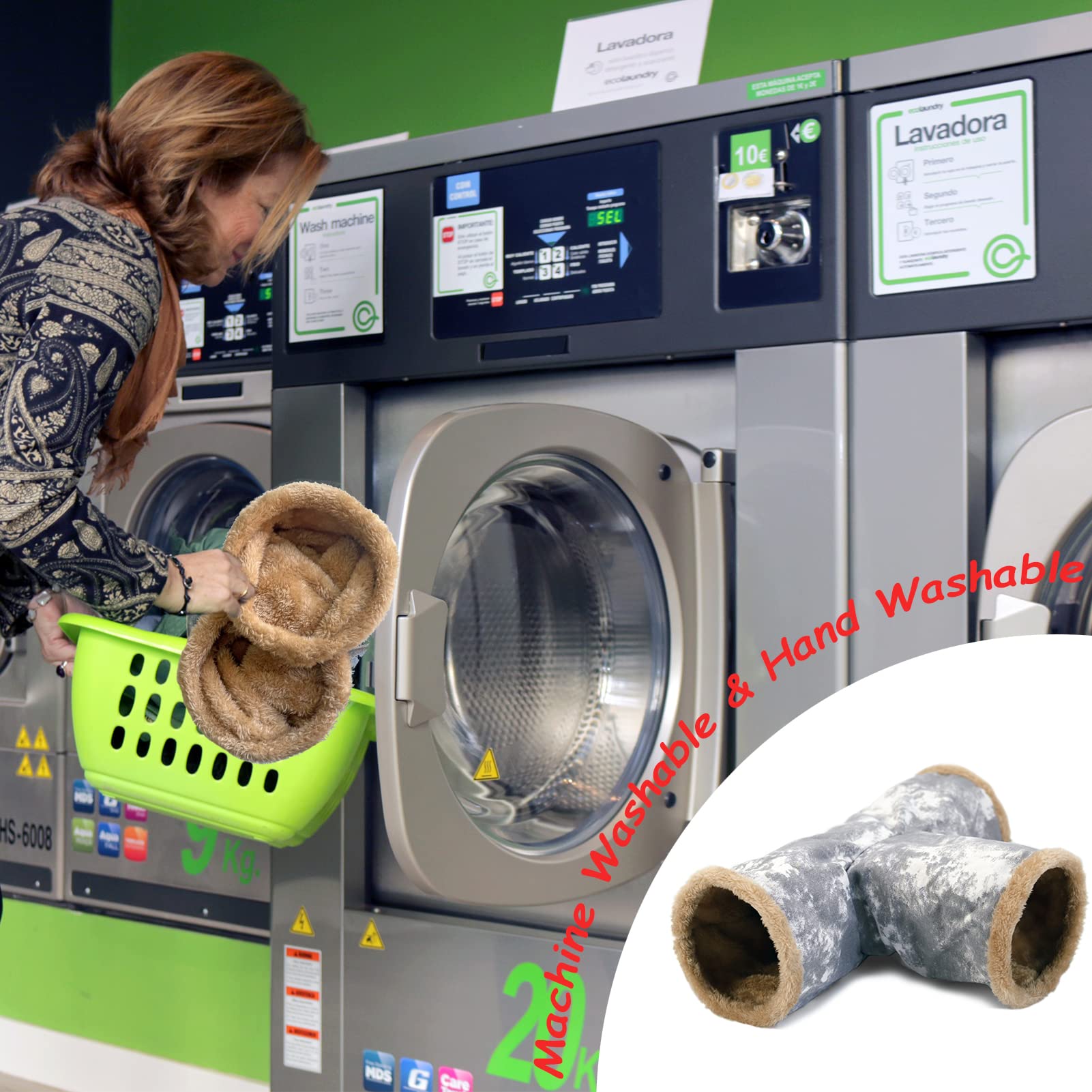 LeerKing 3 Vie Tunnel per Criceti Gioco Piccoli Animali Nascondiglio Pieghevole Caverne Gabbie Accessori Tela Lavabile Coniglio Cavia Furetti Ratti Cincillà Grigio L