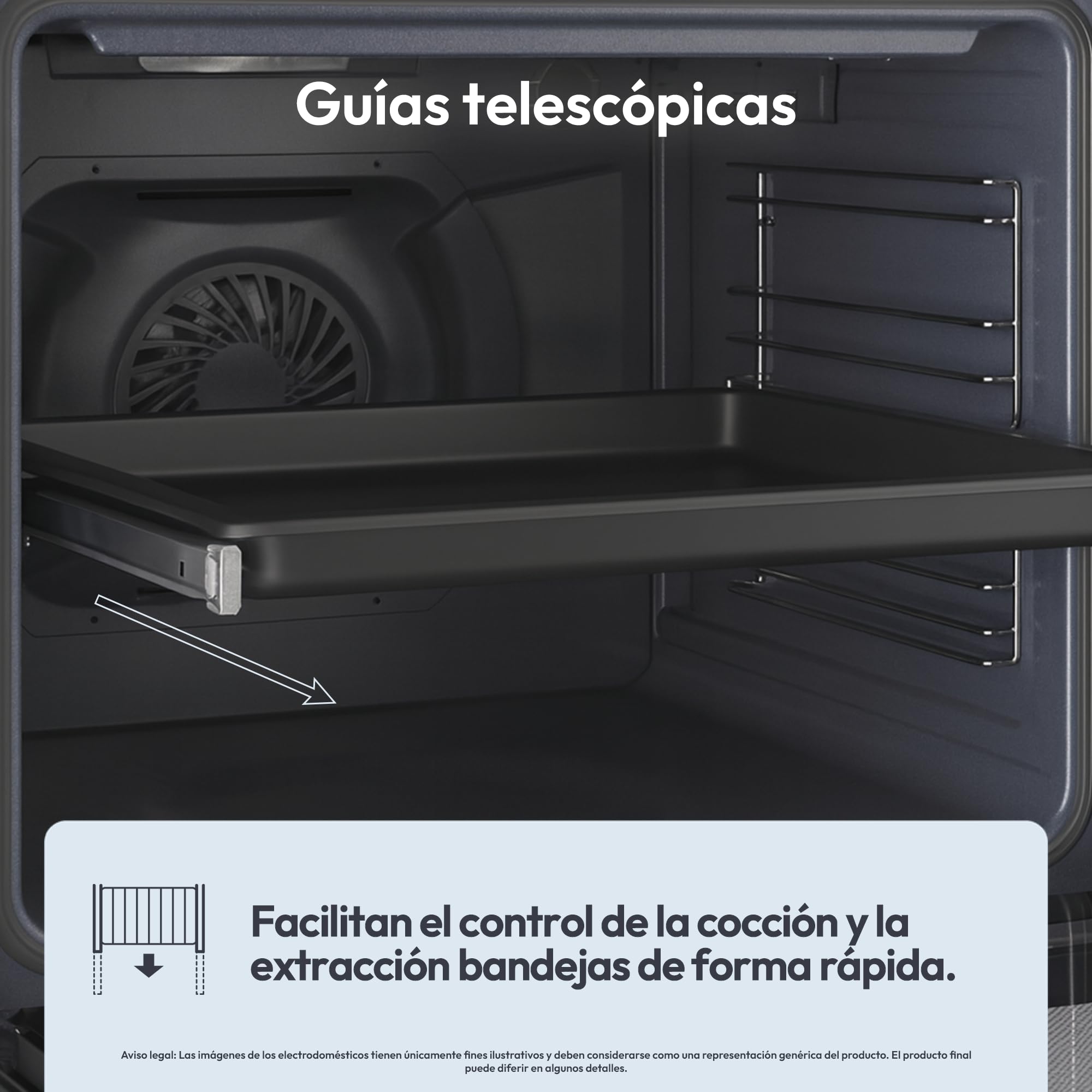 Candy Idea FIDC X625 L, Horno Multifunción, 70L, Limpieza Aquactiva, 1 Bandeja y 2 Rejillas, Guía Telescópica, 8 Funciones, Display Timer Touch, Mandos Push&Pull, Puerta 2 Cristales, Inox y Negro