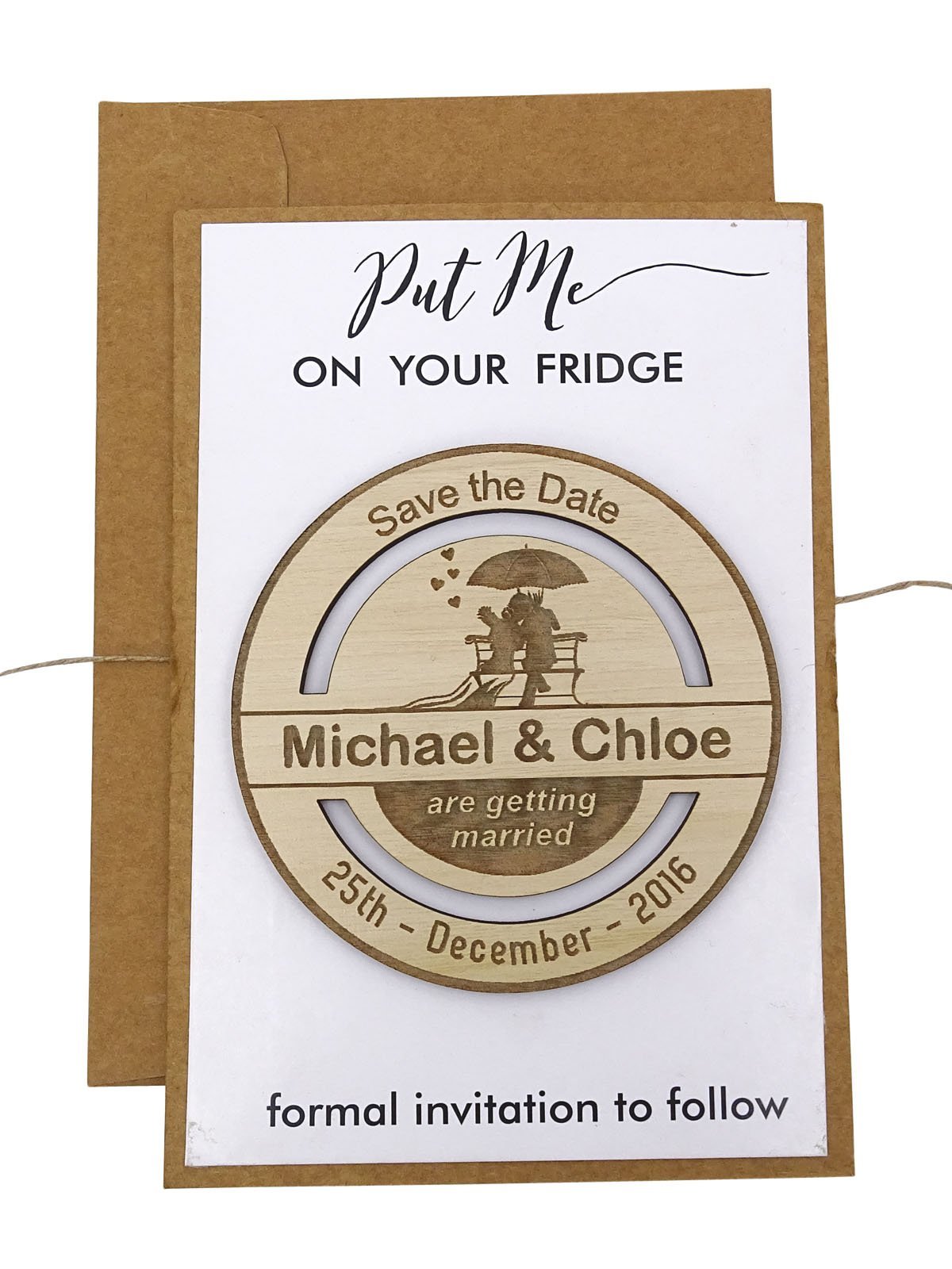 Mariage rustique : 25 aimants personnalisés save the date pour le frigo des invités