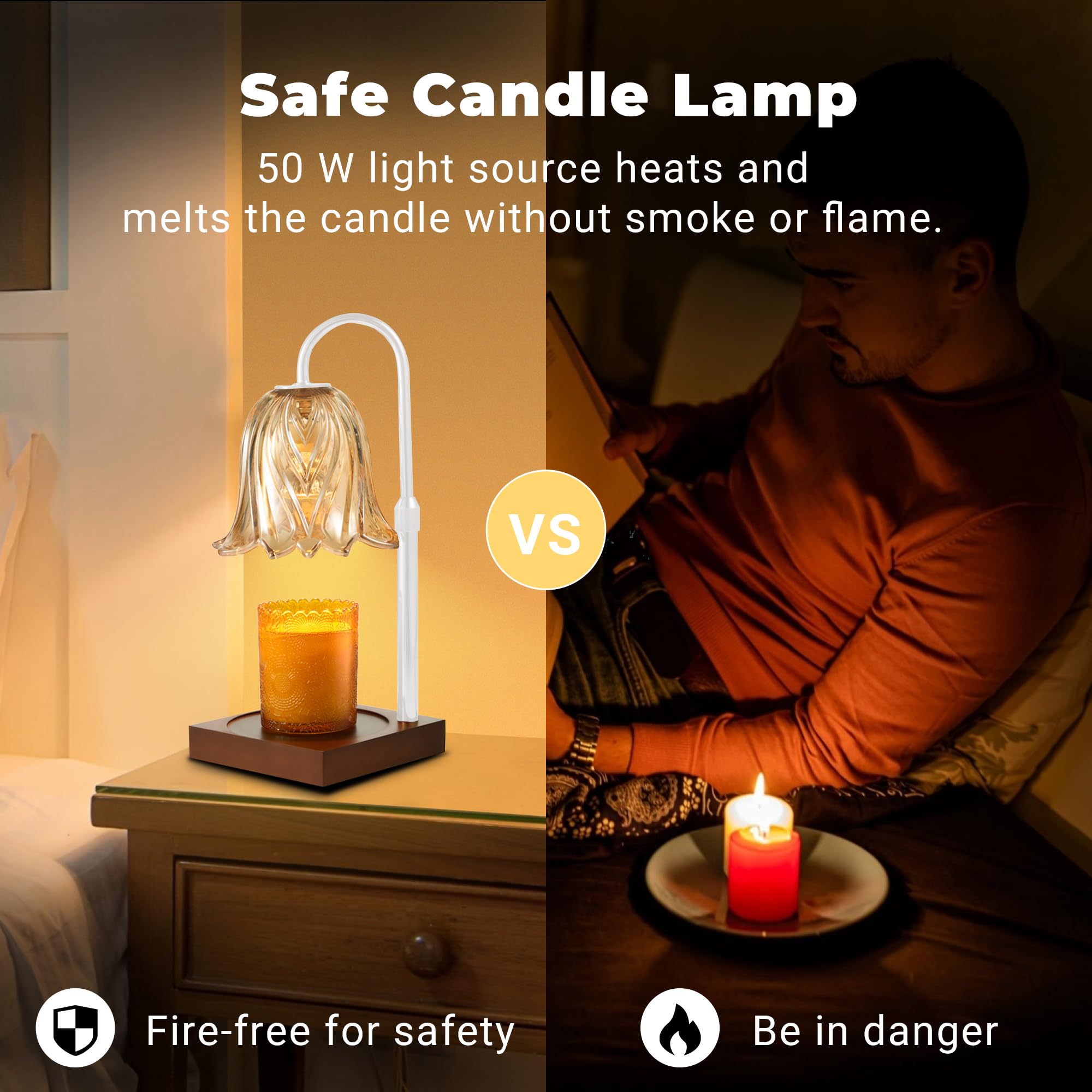 GODONLIF Lampada Riscaldante per Candele, Riscaldatore per Candele Dimmerabile, Altezza Regolabile, Riscaldatore per Cera per Decorazione della Casa in Camera da Letto e Soggiorno con 2 Lampadine