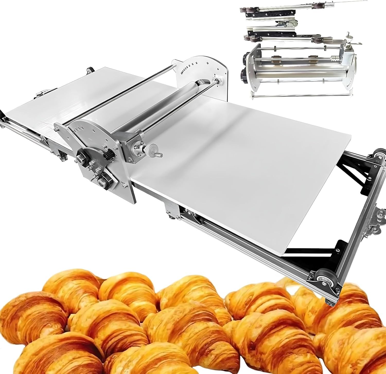 Nuova Sfogliatrice Pieghevole per Pasta 2-30 Mm Di Spessore, Rullo per Pasta Elettrico Con Spessore Regolabile, Sfogliatrice in Acciaio Inossidabile, Per La Cottura Di Dolci E Pane, Design Pieghevole