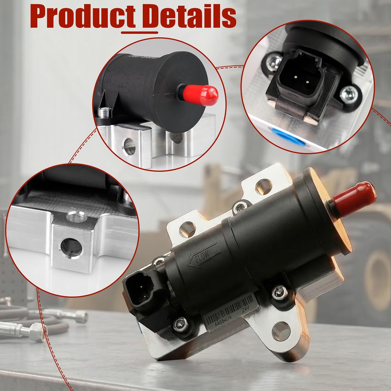 446-5409 Fuel Transfer Pump 24V for Caterpillar CAT C4.4 C6.6 C7.1 312E 312F 313F 320E 320F 330F 336F MX35 924K 930K 938K 950K 953K 962K 963K 966F D5 D6K2 D6N Tractor, # 4465409 CA4465409 T417445