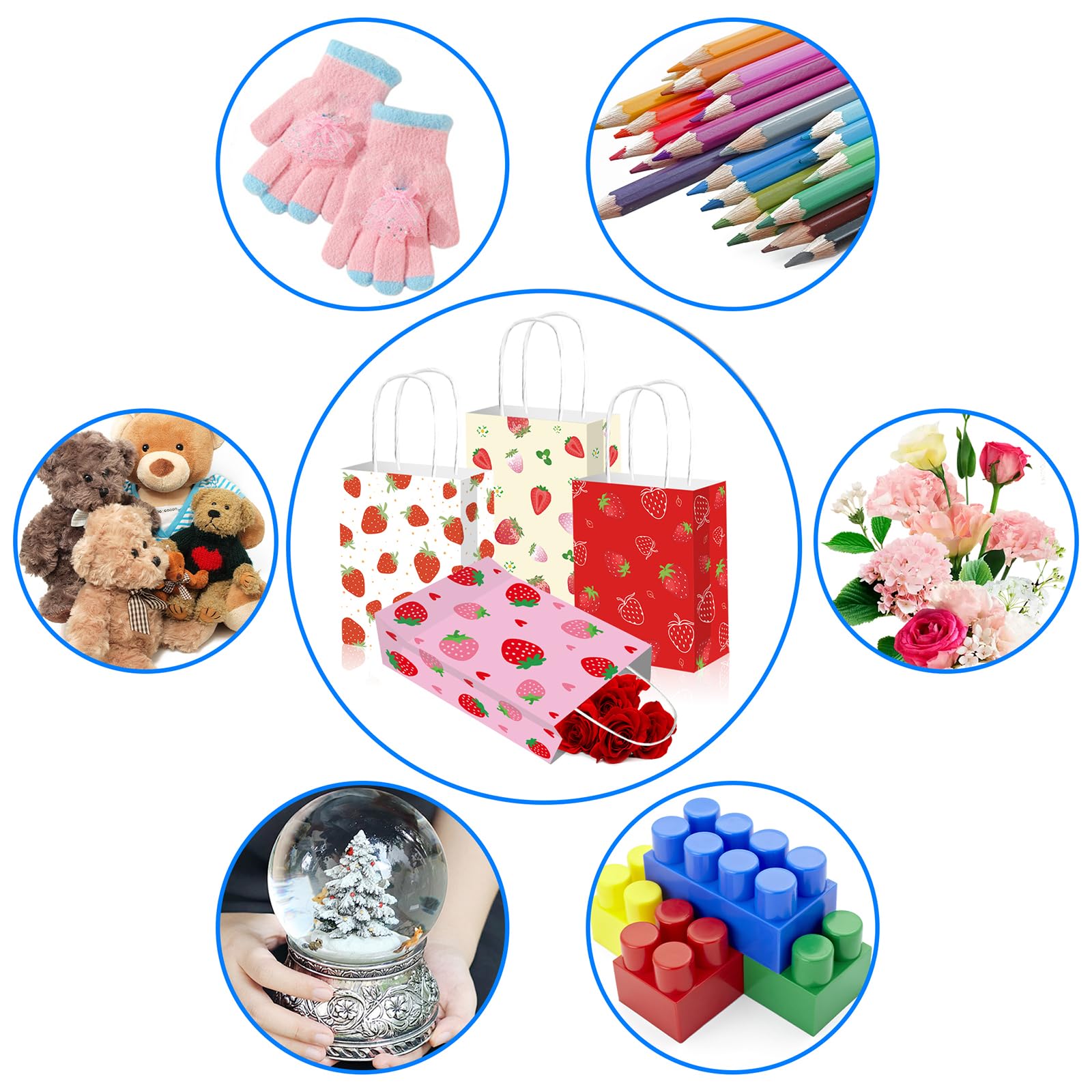 Reallnaive Sweet One Berry 1st Birthday Gift Bags - 16 Pcs Strawberry Themed Treat Favors With Handles - View #5