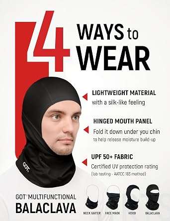 GOT Sports UPF 50+ Balaclava Face Mask - Sun Protection Hood Balaclava for Men Women - Motorcycle Sheisty Mask for Fishing