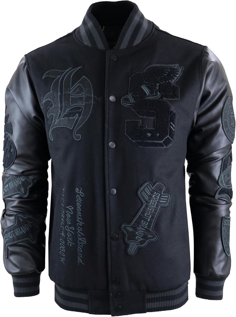 SCREENSHOT VARSITY JACKET 3202 Mens Streetwear Urban Padding Quilted Linning Heavy Fashion Jacket