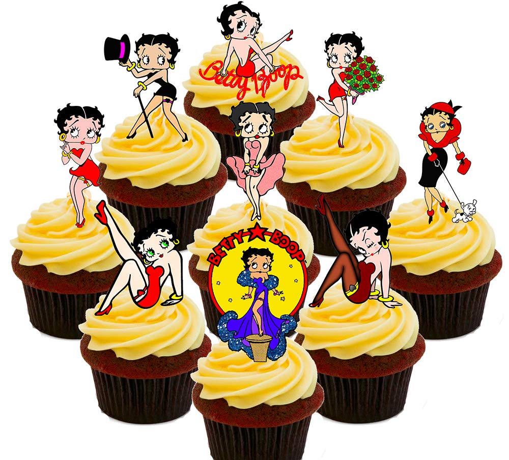 Made4You Betty Boop Edible Cupcake Toppers Party Pack - Stand-up Wafer Cake Decorations (Pack of 72)
