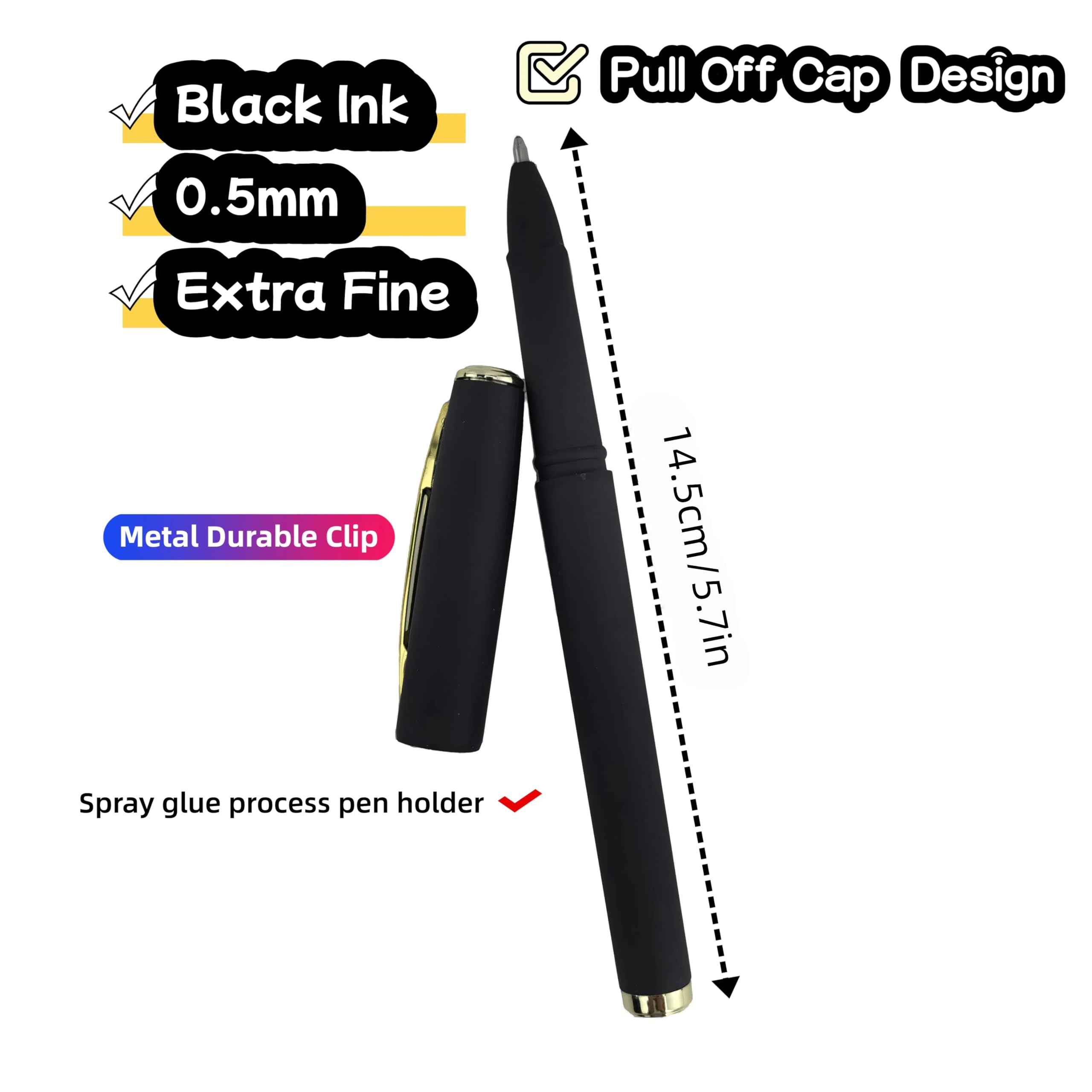Fengtaiyuan P18 - Bolígrafos de tinta de gel negra, agarre antideslizante cómodo, tinta negra, extrafina, 0,5 mm, tinta de secado rápido, caja de 18 piezas (P18)