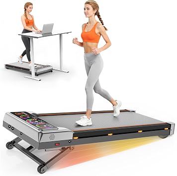 Walking Pad Treadmill with 15% 12-Level Incline & UI Screen, Trisomy 3.5HP Foldable Under Desk Treadmill with Bluetooth Speaker, Portable Treadmills for Home Office 450LBS, Remote, RGB Light