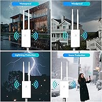 Vista 6 de AC1200 Extensor WiFi para exteriores AP7202, banda dual 2.4 GHz+5 GHz, extensor WiFi de largo alcance, amplificador de señal con antenas duales