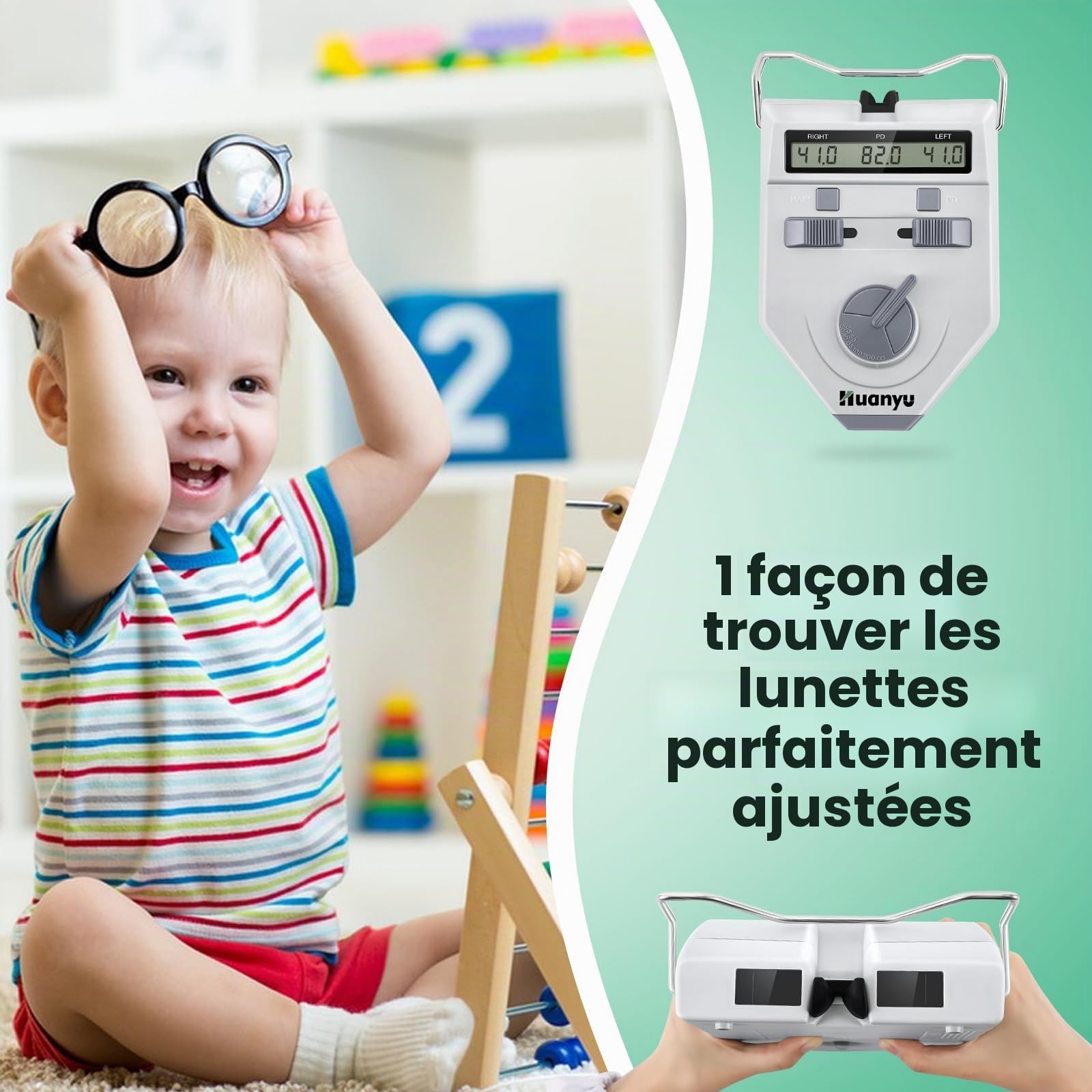 Huanyu Pupillomètre Numérique Optique PD Meter 45-82mm Mesureur de Distance Pupillaire avec Bouton Mesure des Pupilles Affichage LCD Précision 0.1-0.5mm Optométrie pour École Hôpital(LY-9AT)