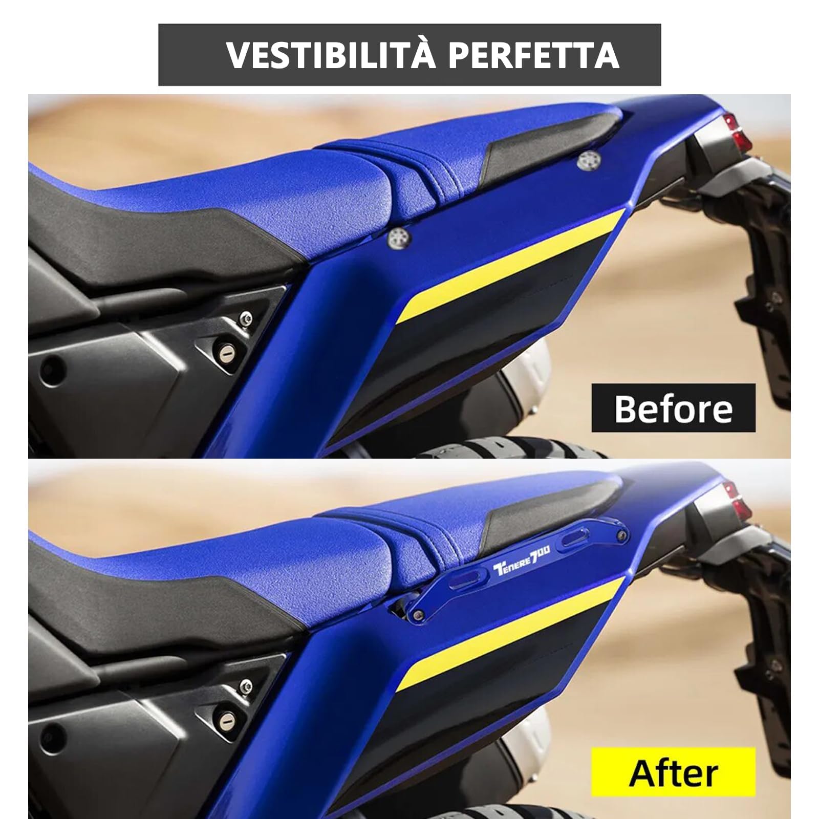 Manija del pasajero trasero de la motocicleta Mango Apoyabrazos Barra de apoyo para TENERE 700 WOLD RAID T7 XTZ 700 (negro)