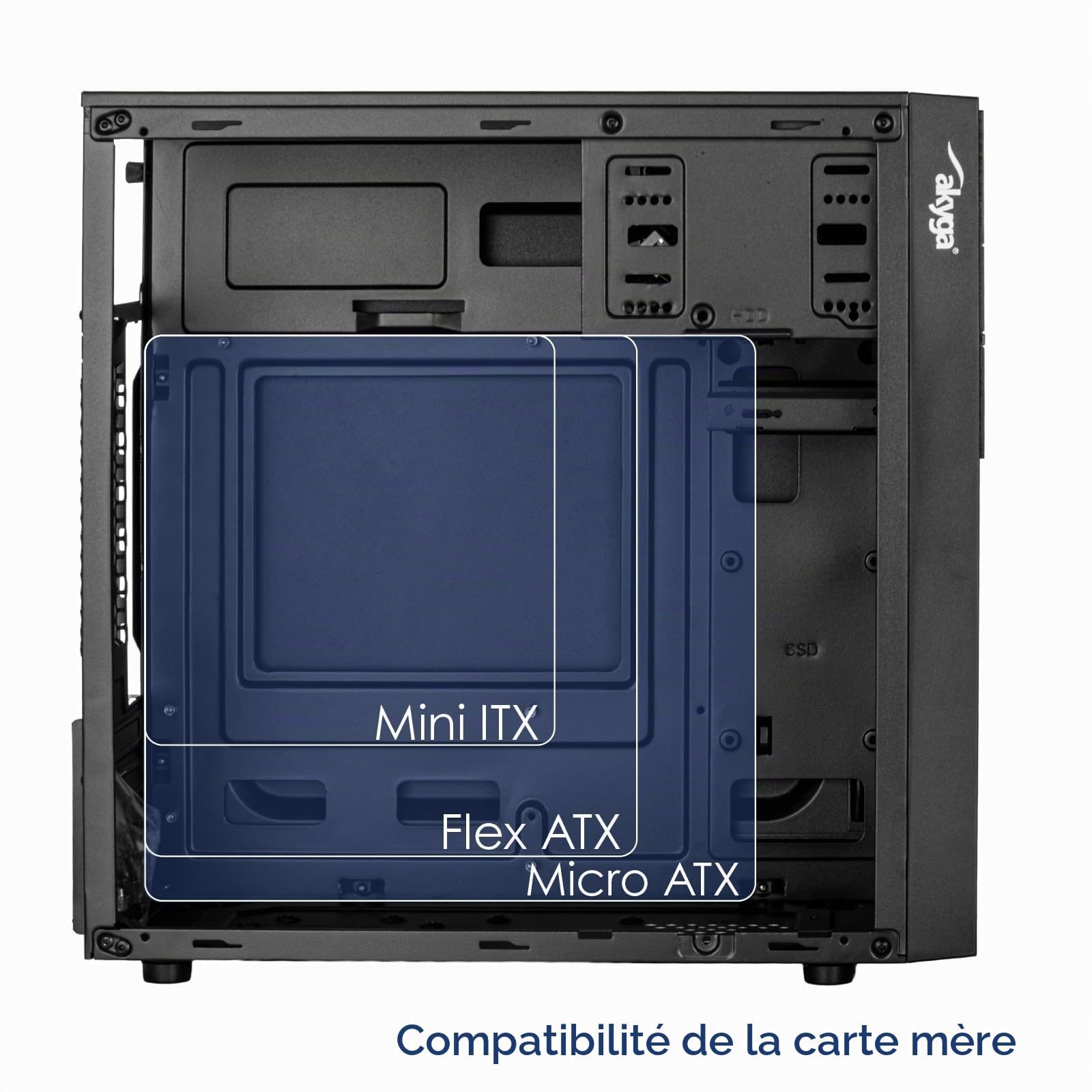 Akyga AK19BK Boîtier PC Micro Tour - Boîtier d'ordinateur Compact avec USB-C, USB 3.0 et Audio HD, Prend en Charge Micro ATX, Mini ITX, Flex ATX, pour Une Utilisation au Bureau et à la Maison, sans