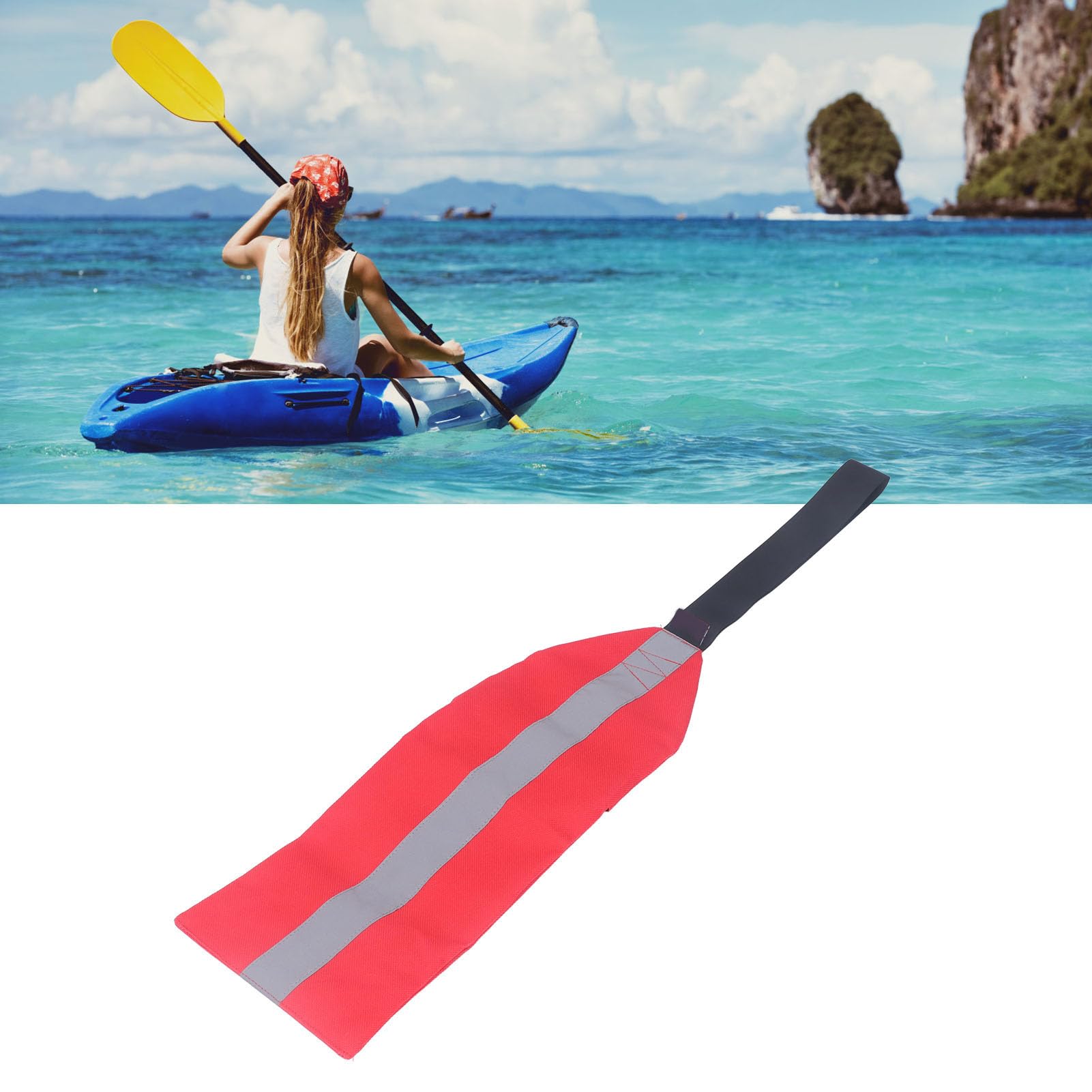 Bandera Reflectante Para Kayak O Remolque - Impermeable, 30x25cm O 30x30cm, Con Cinta De Sujeción