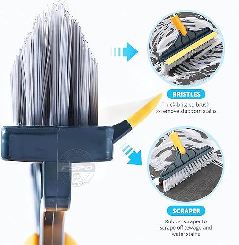 Miniatura 3 de Cepillo de limpieza 2 en 1 con mango largo resistente, potente cepillo de ducha y raspador 2 en 1 con rascador suave, cepillo de cerdas en forma de