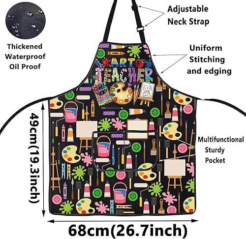 Miniatura 2 de WZMPA Delantal de profesor de arte con bolsillos, delantal ajustable para pintores de artistas para amantes del arte