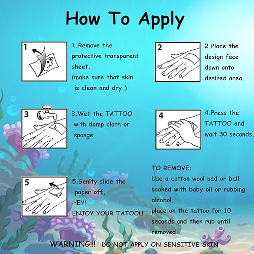 Miniatura 7 de 148 tatuajes temporales de animales oceánicos para niños, tatuajes individuales de criaturas marinas para niños y niñas, regalos de fiesta de