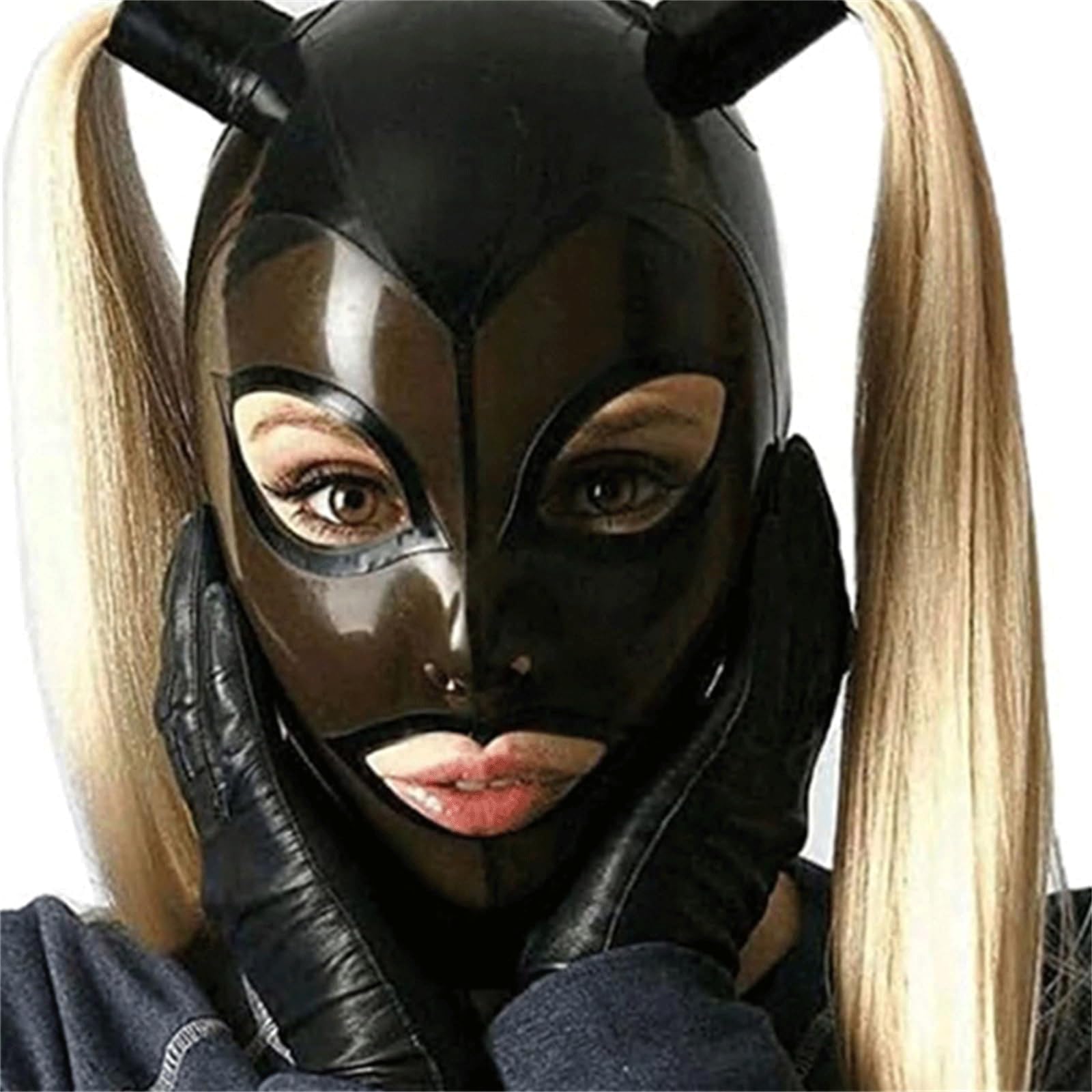 Masque Sexy en Latex, Masque De Bondage avec Masque De Perruque, Masque De Tête avec Trou De Respiration, Jouets Sexuels, Jeu De Rôle(Size:XL)